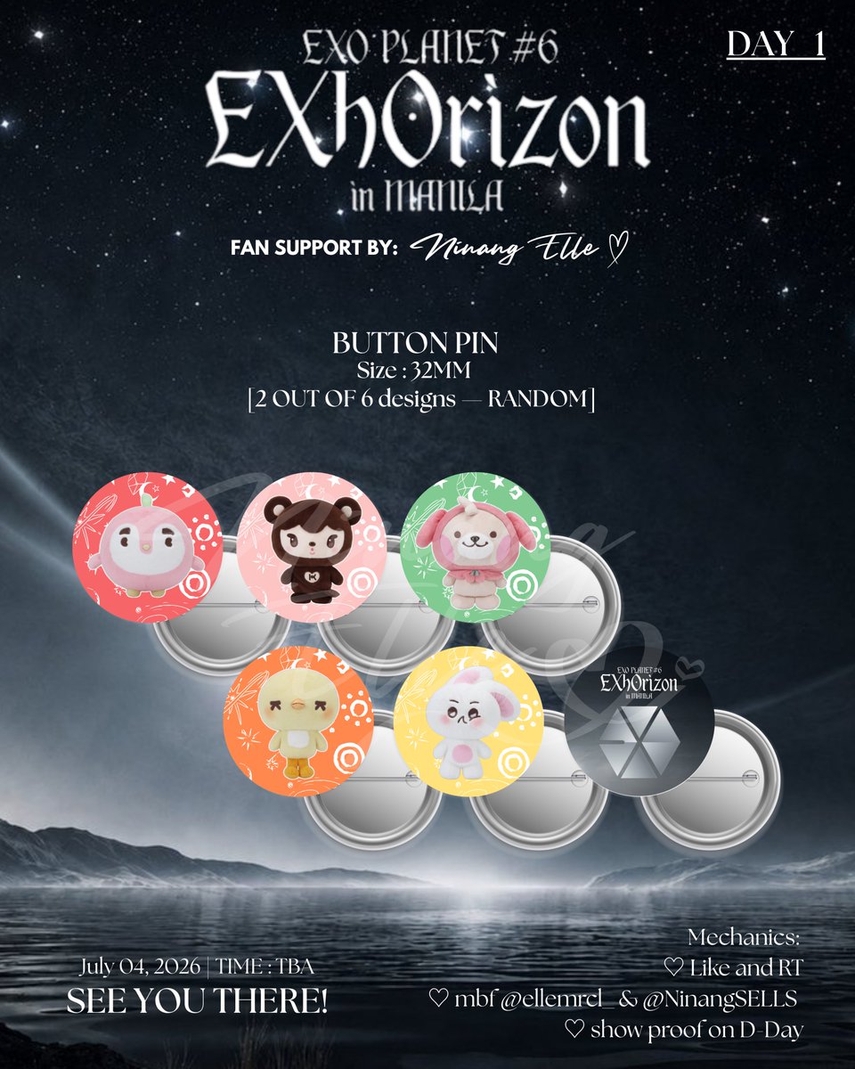 ellemrcl_'s tweet photo. @NinangSELLS @ForEXO_mnl @weareoneEXO ✨️BUTTON PIN✨️

— Please do not reproduce, reprint, distribute, or even copy the freebies posted. respect the artists behind this cuties.

#EXhOrizoninMANILA @weareoneEXO https://t.co/SM2UINErYj