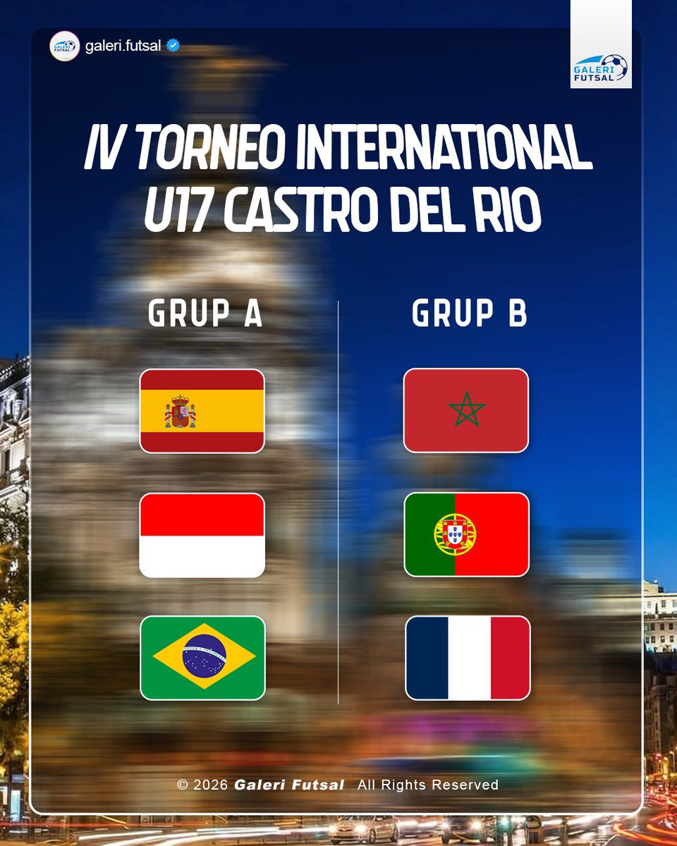 galerifutsalfc's tweet photo. Timnas Futsal Indonesia U17 tergabung di Grup A dalam IV Torneo International U17 Castro Del Rio yang akan berlangsung di Spanyol. 

Selamat menimba ilmu Garuda Muda 🇮🇩 https://t.co/6OZALLHJKE