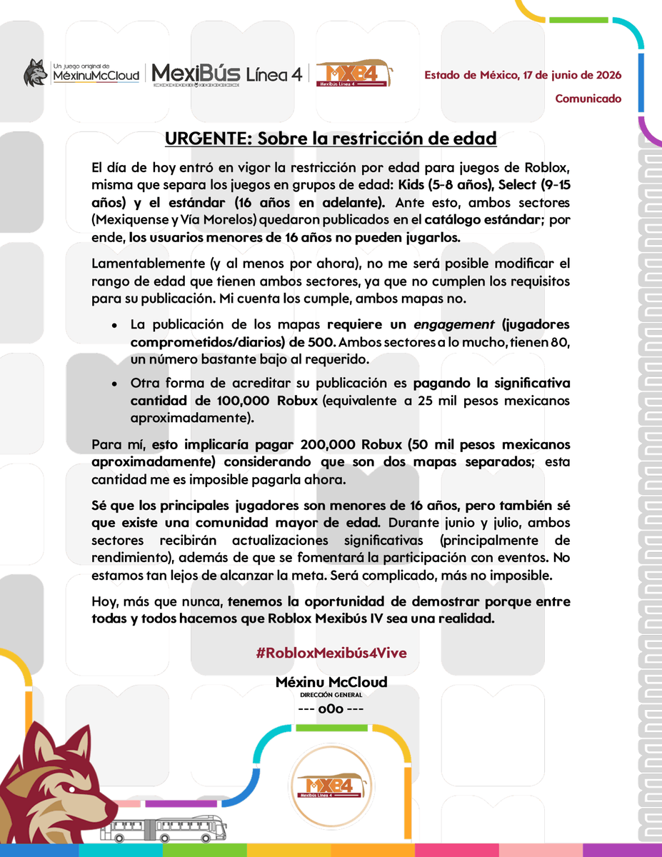 RBX_MXB4's tweet photo. ‼️📢 Urgente. A la comunidad de Roblox MXB4: https://t.co/BwHx47k1em