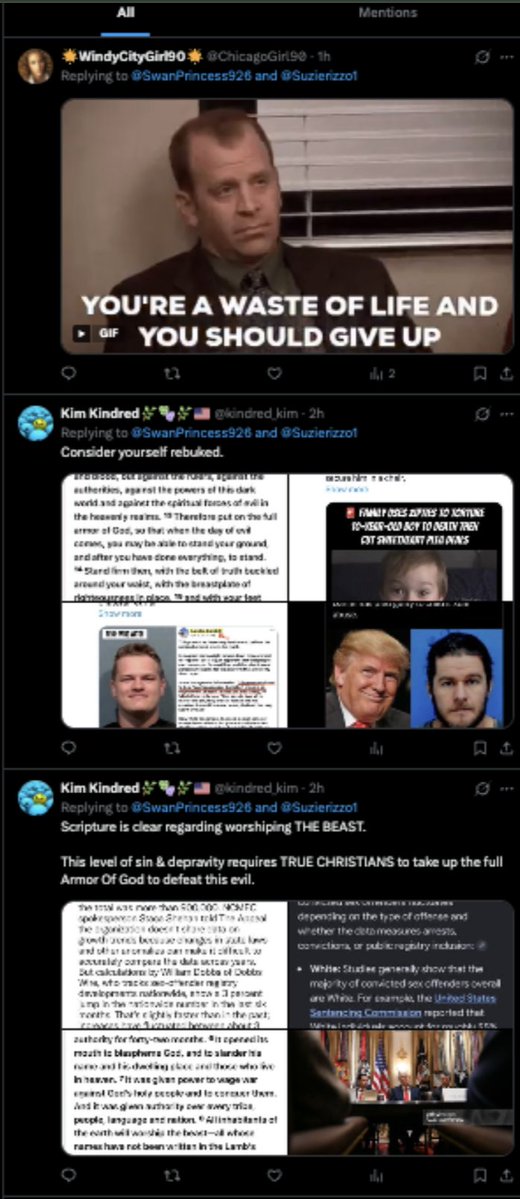 SwanPrincess926's tweet photo. @X @Support
I wrote compassionate words about a harmless battery victim--then received 9 messages of dehumanization-including death threats-from @kindred_kim &amp; @ChicagoGirl90 simply because I'm Caucasian--&amp; then they blocked me 'cause they knew they'd get rebuked

Ban the racists https://t.co/YOENMDggrp