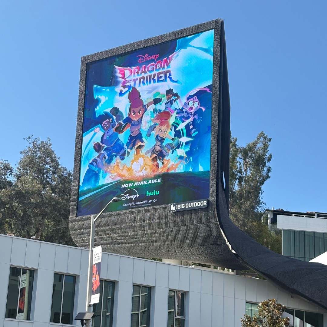 DTVANews's tweet photo. "DRAGON STRIKER" billboard at Sunset Strip L.A. 🐉🔥✨ This is the first time a original Disney Kids &amp; Family animated series gets a L.A billboard since "Kiff" &amp; "Primos" in 2023 and 2024 respectively.

📸Paul McKeown

https://t.co/ahUw1XxEQ7

#DragonStriker https://t.co/R8rO5BvjJF