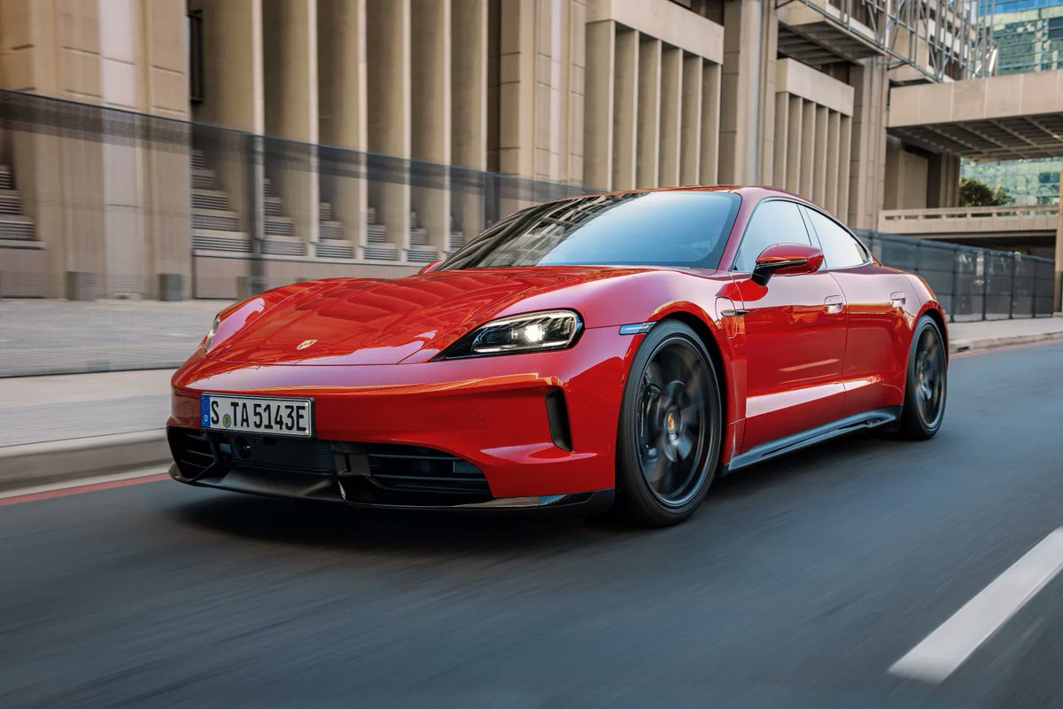 evdancesupport's tweet photo. The 2027 Porsche Taycan introduces an "E-Shift" virtual shifting system to simulate an 8-speed transmission and increase driver engagement. Additional updates include a now-standard 105 kWh battery pack across the entire lineup, NACS fast-charging support, and software upgrades. https://t.co/DQWIb5KTeD