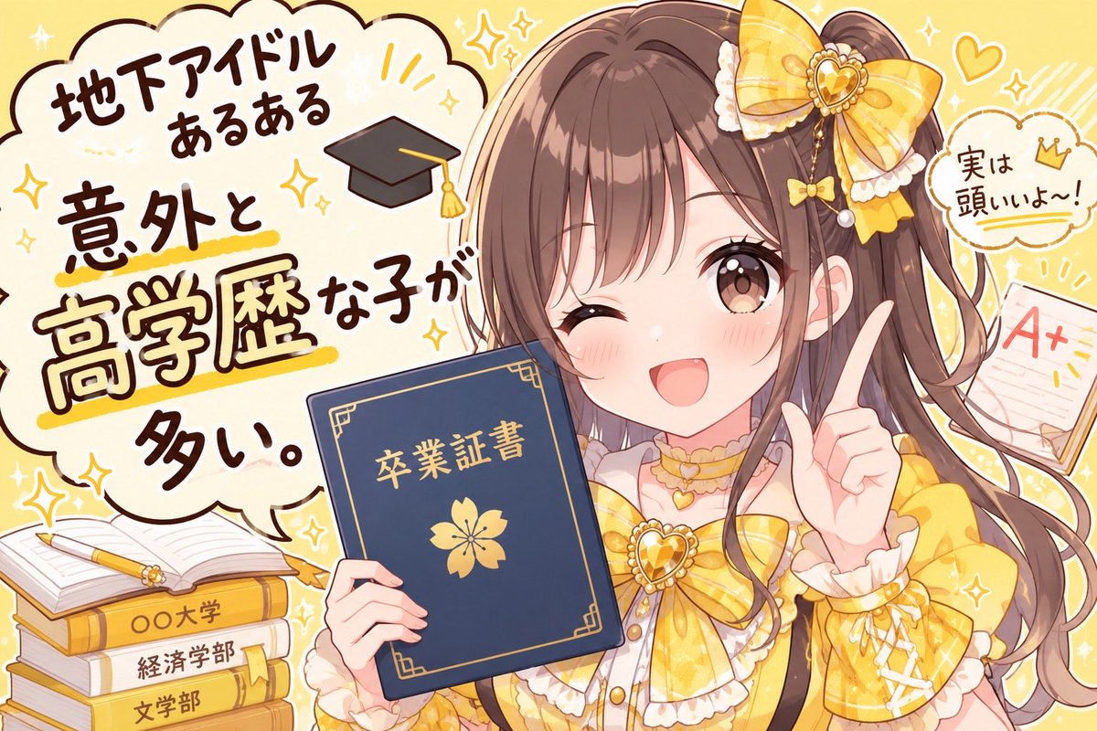 syuntiki's tweet photo. 【地下アイドルあるある】

・意外と高学歴な子が多い。 https://t.co/XxNwmSbH3X