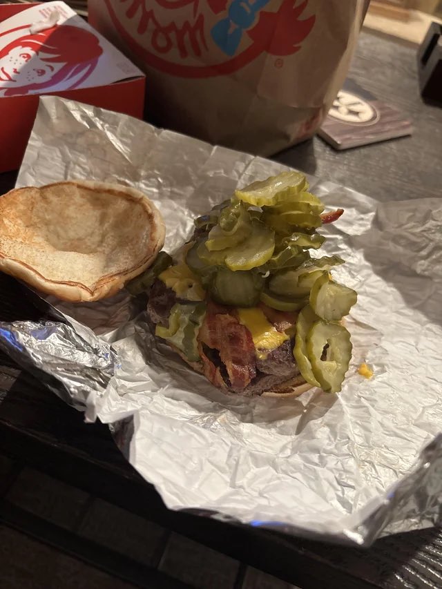 LSUlysses69's tweet photo. @Wendys What the fuck is this bullshit. I asked for no pickles and you gave me the entire fucking supply. Wendy’s your location in the #inlandempire is terrible. Your manager Candace is an absolute #pigeon and I demand a refund. @PokeyReese670 was there as well and got hoed. https://t.co/PELNJKdxiZ