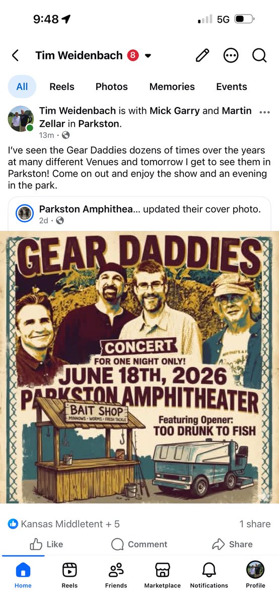 HiPowSPORTS's tweet photo. I’ve seen the Gear Daddies dozens of times over the years at many different Venues and tomorrow I get to see them in Parkston! Come on out and enjoy the show and an evening in the park.
@geardaddiesband @MickGarry5 https://t.co/ZzT7zpYKx8