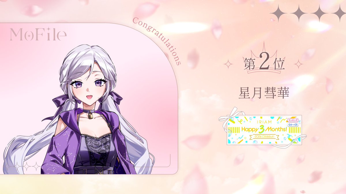 MofileV's tweet photo. ／⋰
　イベント入賞ライバー���介🎀
＼⋱ 

星月彗華(@spi1103 )がイベントで
入賞しました！

応援ありがとうございました💗

#MoFile
#Vライバー https://t.co/XIroPDCbpC