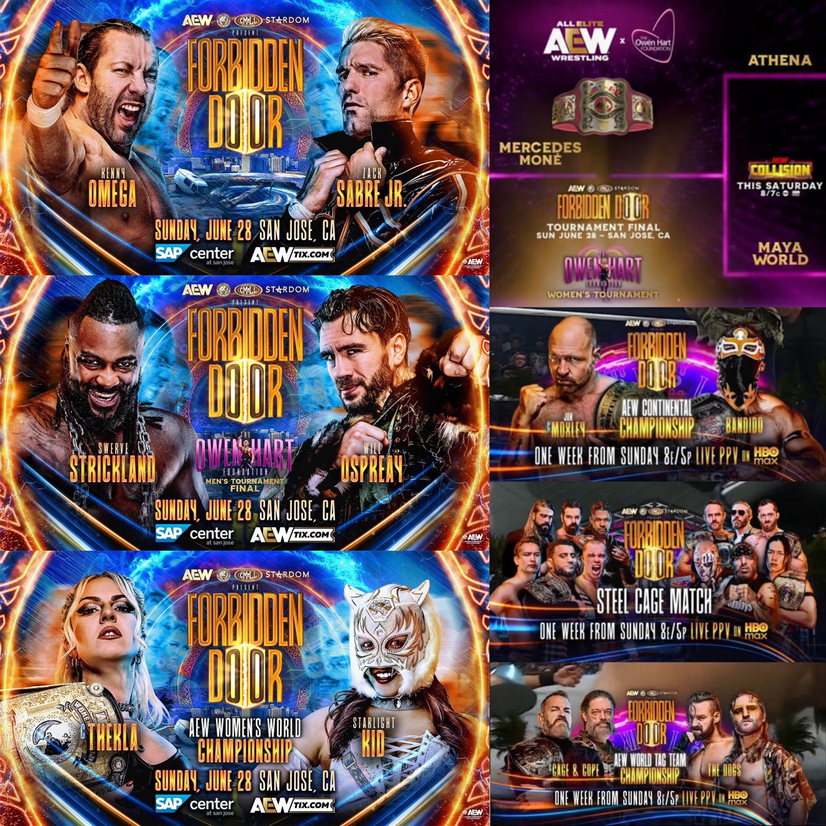 TheDrainmaker's tweet photo. Forbidden Door PPV card so far:

• Kenny Omega vs Zack Sabre Jr.
• Mercedes Moné vs Maya World or Athena
• Will Ospreay vs Swerve Strickland
• Bandido vs Jon Moxley
• Thekla vs Starlight Kid
• Team Briscoe vs Team MJF
• David Finlay/Clark Connors vs Adam Copeland/Christian Cage