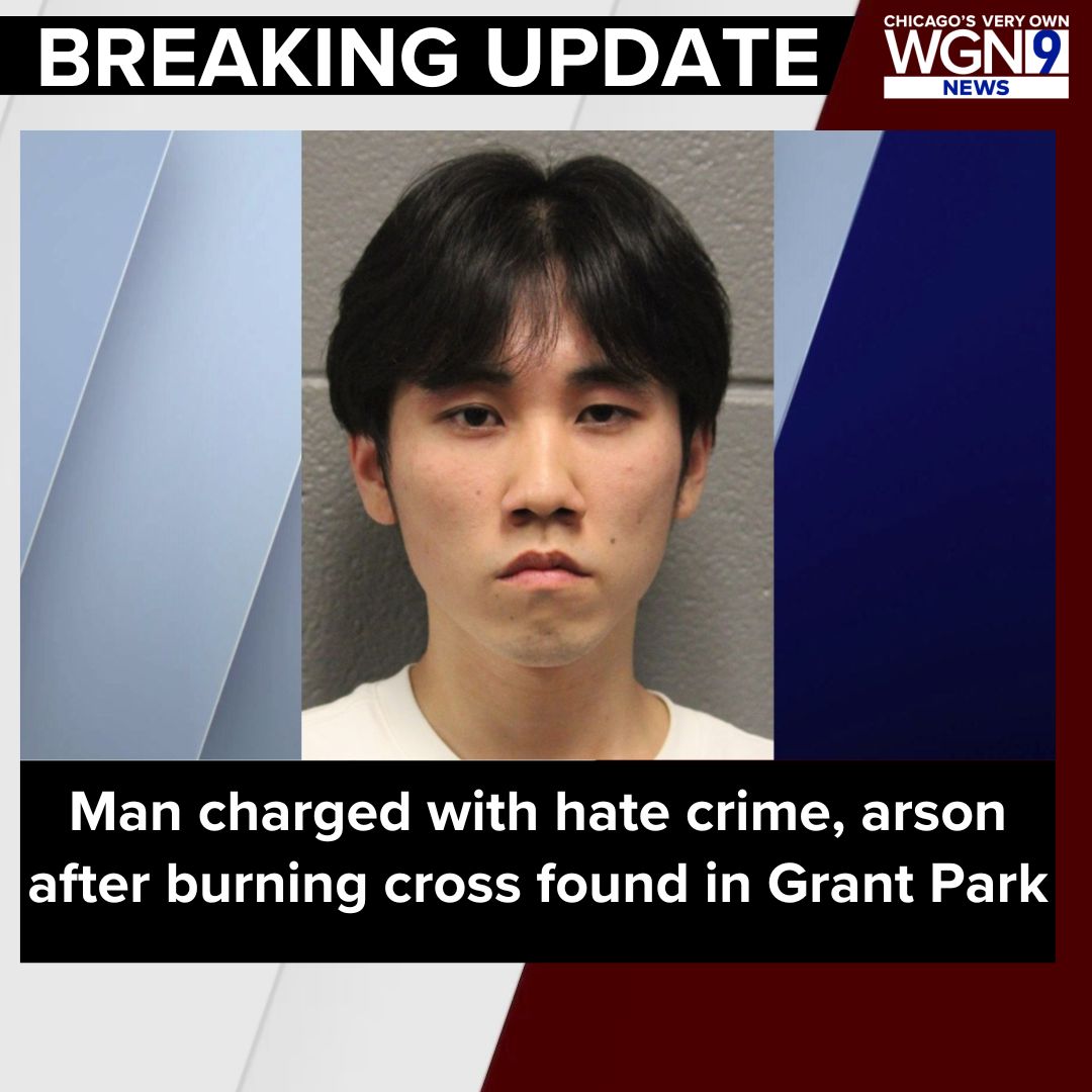 WGNNews's tweet photo. A 21-year-old man has been charged with hate crime and arson after a burning cross was found in Grant Park last week.

Read more: https://t.co/gdXXc37hKn https://t.co/ayUQWJdtHD