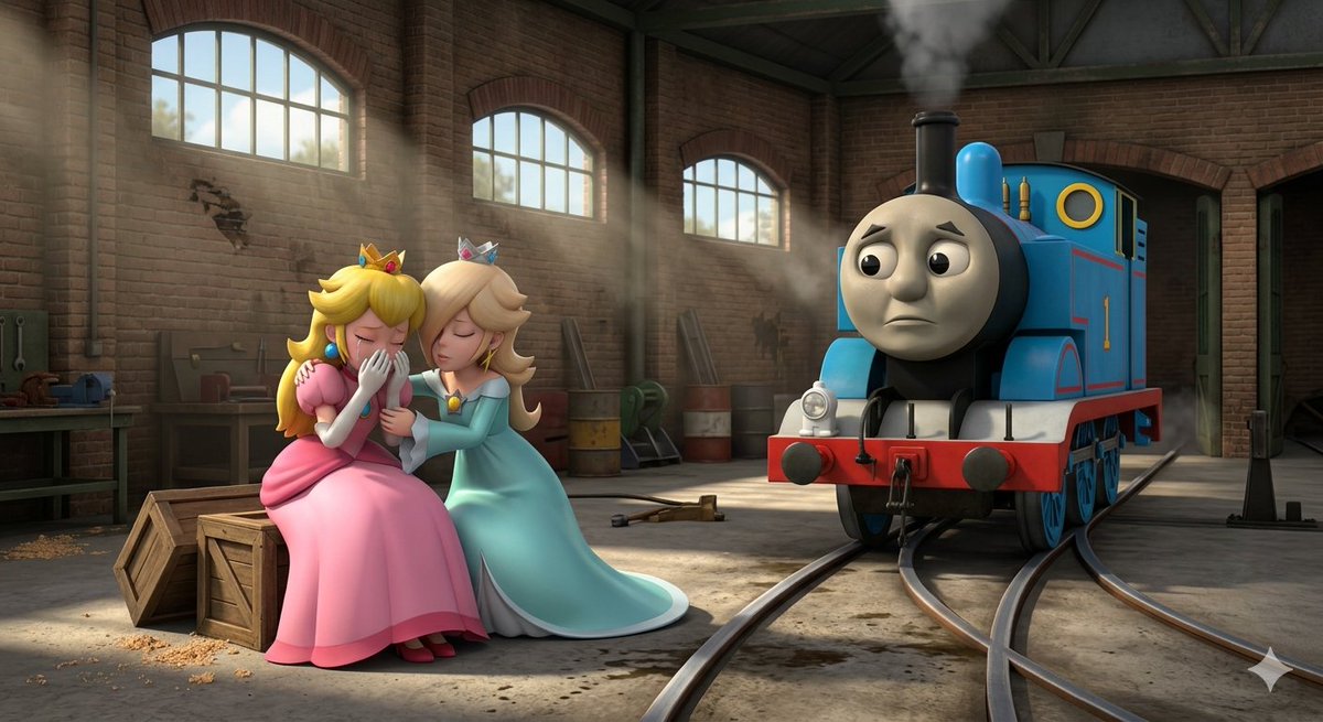 JohnPierson2005's tweet photo. Princess peach heartbroken and suffering #PrincessPeach #PrincessRosalina #thomasandfriends https://t.co/1KmuaWqWzD