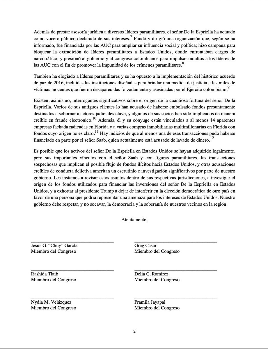 juliandezubiria's tweet photo. Un grupo de congresistas demócratas de EE.UU. pide investigar a Abelardo De la Espriella por sus estrechos vínculos con paramilitares y con Alex Saab, testaferro de Nicolás Maduro. Los demócratas del mundo ven con preocupación el ascenso del neofascismo en Colombia. https://t.co/6GgGeZX4uS