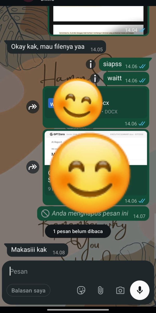 Hamonbackup's tweet photo. testimoni ini gais
- joki humanize ai
- jasa skd
- turunin gptzero
- sks

sedia: invoice, pembuatan nota, kwitansi, unlock jurnal inter, sciencedirect, unlock buku ebook, makalah essay, jasa print, cek get contact gtc, olah data, eviews, spss, docker, aspen hysys, stata, power bi https://t.co/XhZlbJNtWy