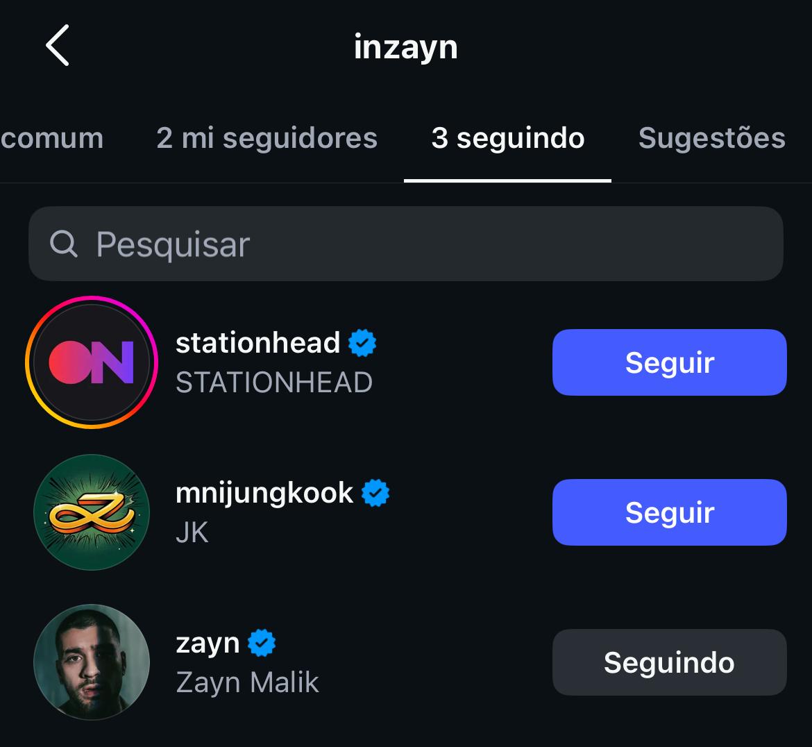 ZaynSquadBrasil's tweet photo. GENTE? INZAYN SEGUIU O JUNGKOOK, DO BTS, NO INSTAGRAM 👀🔥 https://t.co/9Lqw3Us0gq