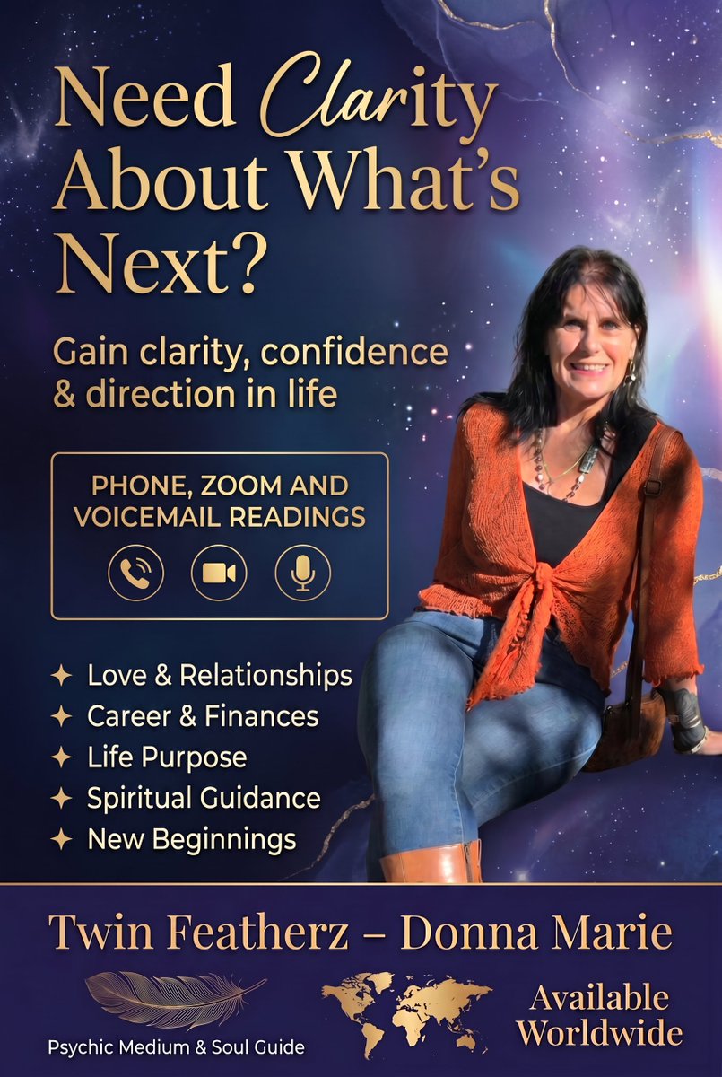 TwinFeatherz777's tweet photo. Donna Marie — Psychic Medium and Soul Guide. I help people find real clarity on life direction, relationships, career, and what comes next.
🔗https://t.co/Hjg70GUct9
#PsychicReadingAustralia #LifeClarity #IntuitiveReading #TwinFeatherz #DonnaMarie #SoulGuide #SydneyPsychic https://t.co/O6q4WyMKun