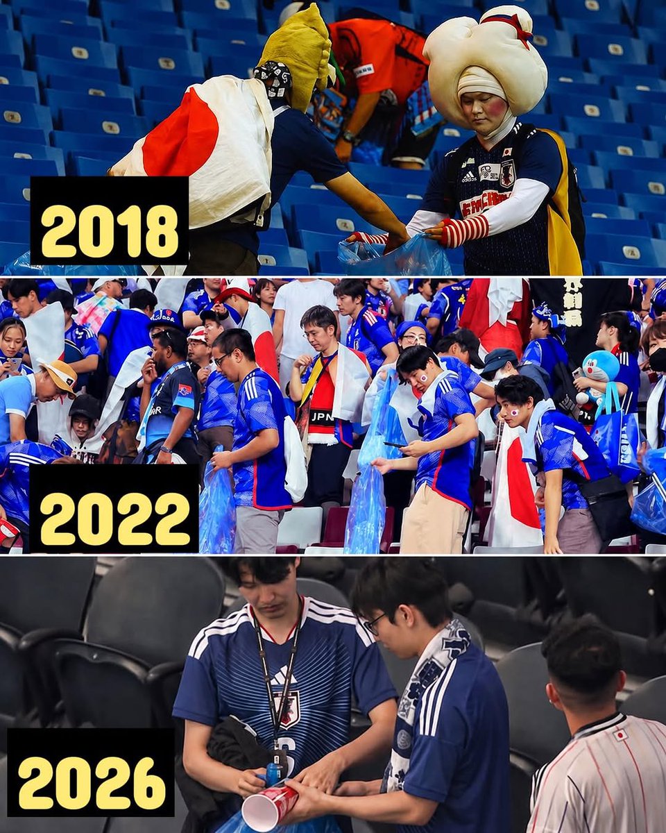 TV65377118's tweet photo. @kinokochan99 素晴らしい、お前の主張は全て間違っている😂

●サッカー日本代表サポーターのスタジアム清掃は伝統行事

●2024年の日中戦の後には中国人サポーターの人達もスタジアム清掃に参加してる
中国が出場出来ない今回のワールドカップに限って何故か日本人の清掃が叩かれてる

https://t.co/7R28mf2Y1s https://t.co/Z2B921JgJs