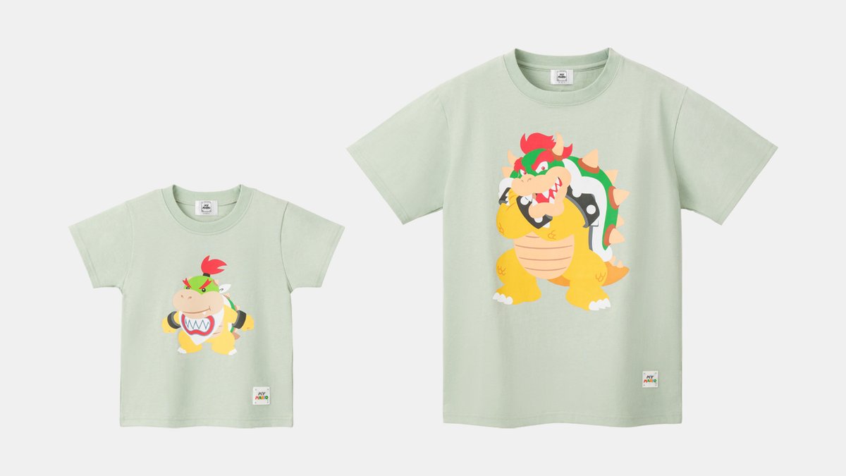N_Officialstore's tweet photo. [新商品]マリオをテーマにしたお子さま向けの商品シリーズ「マイマリオ」。本日より、ピーチ、ロゼッタ、クッパとクッパJr.の親子をデザインした服が新登場します（発売：バンダイ）。#NintendoTOKYO/OSAKA/KYOTO/FUKUOKA でも販売します。
https://t.co/KImLvQIiR1 https://t.co/cSjaAIMnTZ