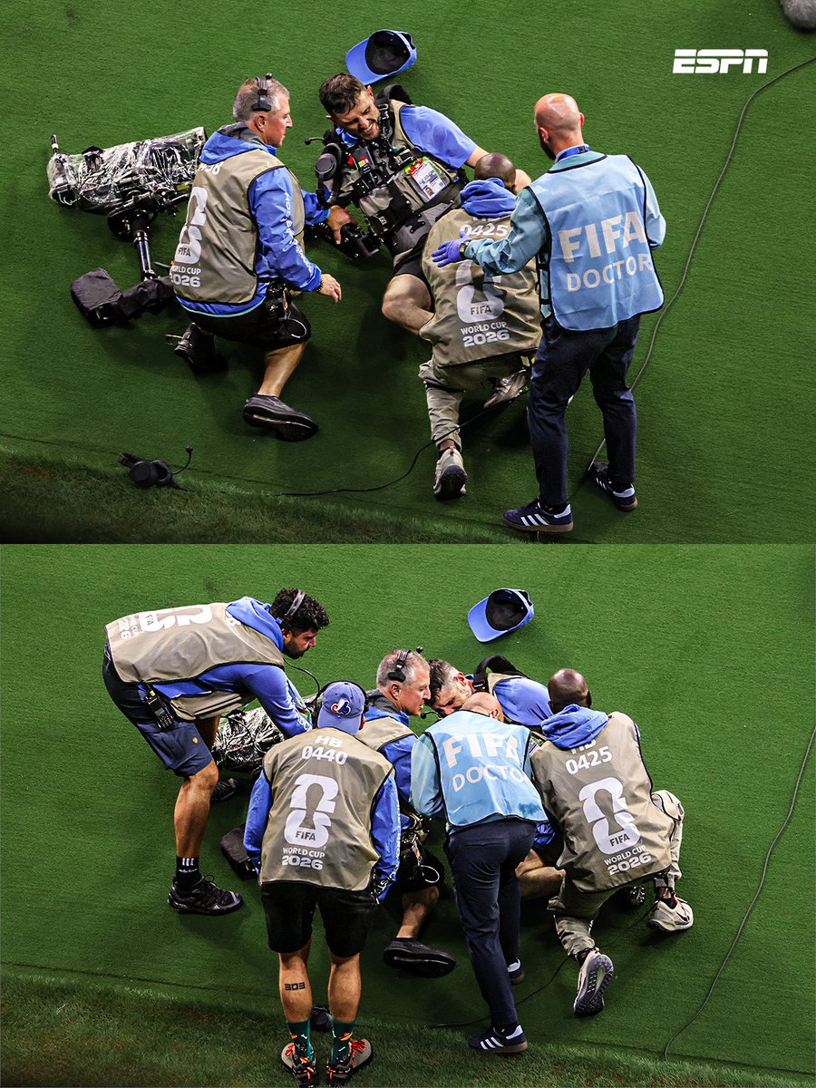 ESPNnl's tweet photo. Bijzondere blessurebehandeling 🤕🎥

Abdukodir Khusanov haalde met een tackle Luis Díaz én een cameraman onderuit 💥 https://t.co/Qw7TPBjTIE