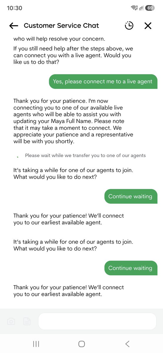 Myownmaybe's tweet photo. @mayaofficialph @mayaofficialph Why is your live agents are like this? I've been waiting for almost an hour (Maya attempt to close the message because of inactivity) for my concern but no live agent accepted the chat 🥲 https://t.co/Nd2v5Q2KAL