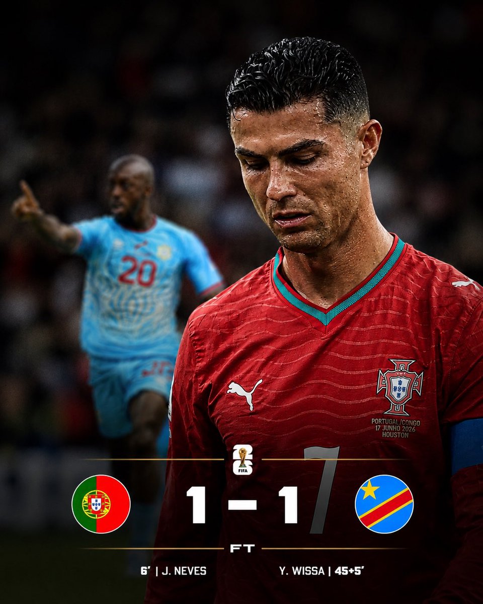 fraitw's tweet photo. ����🇹Mal día para Portugal. Cristiano Ronaldo se quedó sin goles en el empate ante RD Congo. 

¿Podrán reaccionar y mantenerse en la pelea por la clasificación?

#worldcup2026 https://t.co/wqoRLrGzGF