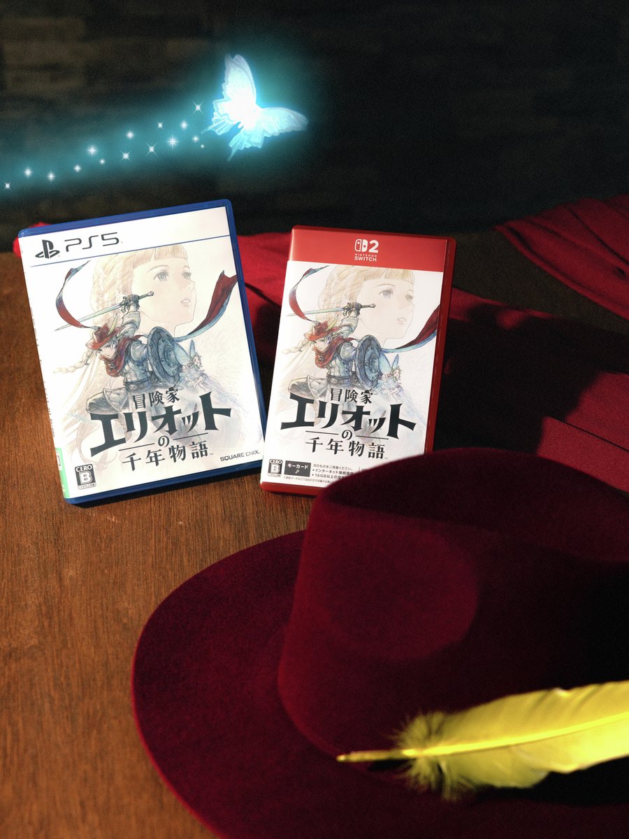 squareenix_jp's tweet photo. 【㊗️本日発売㊗️】

+＊+＊+＊+＊+＊+
「HD-2D」シリーズ初の完全新作アクションRPG
『冒険家エリオットの千年物語』
+＊+＊+＊+＊+＊+

冒険家エリオットは、相棒の妖精フェイと共に 
時を越え4つの時代を巡り、千年にわたる宿命と対峙する―

詳細は👇
https://t.co/oXHg7LNmoB

#エリオットの千年物語 https://t.co/USGARCT0Ns