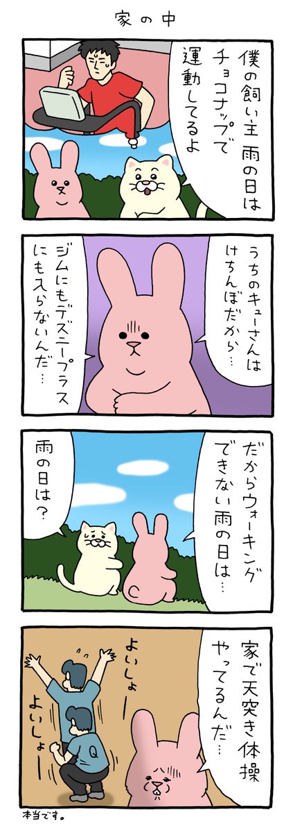 Qrais_Usagi's tweet photo. 4コマ漫画　スキウサギ「家の中」 https://t.co/3QdTm0gXd7
