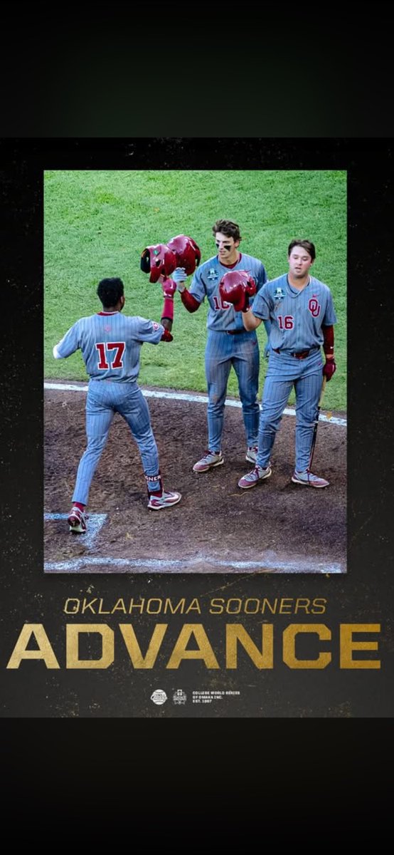 GOCThatsMe's tweet photo. It’s all set!! Oklahoma will face North Carolina in the College World Series!!! #Sooners #Tarheels #CollegeWorldSeries #Baseball #Oklahoma #NorthCarolina #Omaha #NCAABaseball https://t.co/CLWbYUaQVt