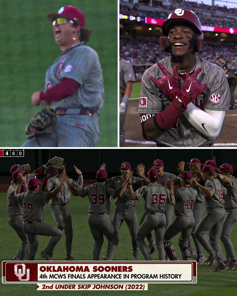 SECNetwork's tweet photo. THE SOONERS ARE HEADED TO THE MCWS FINAL 🏆

@OU_baseball gets a dominant 11-4 win over Georgia to advance 🔥 https://t.co/b0aWsQt2UR