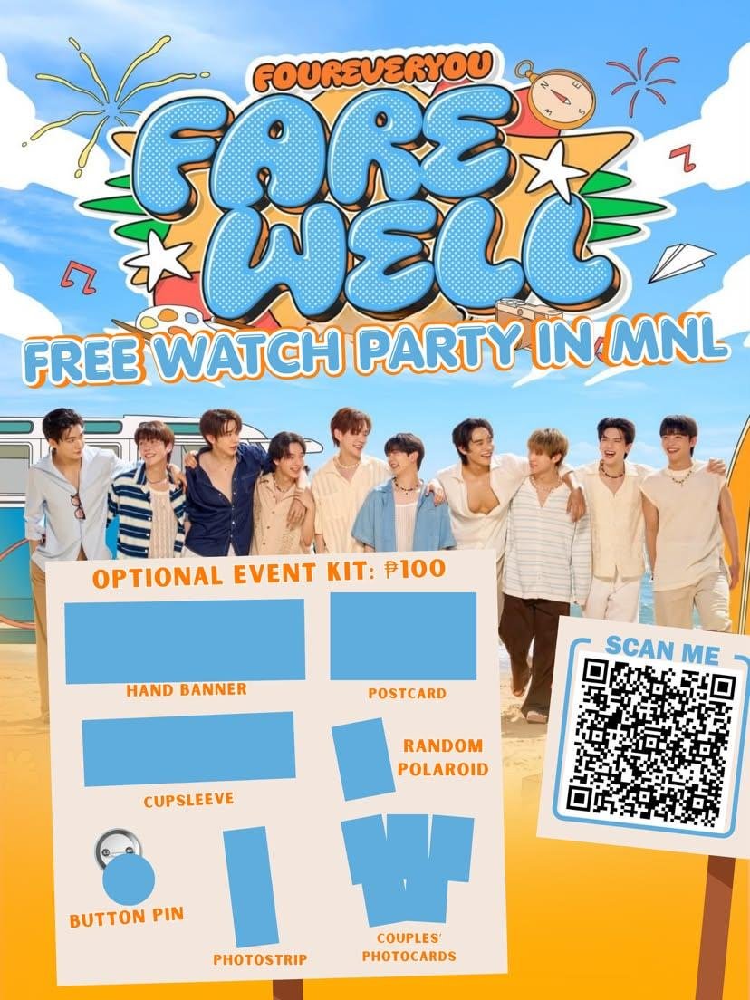 sincerelyshiori's tweet photo. FourEverYou Farewell Watch Party in Manila 💙

Calling all #FoureverYou fans & enjoyers! Join us a we gather to celebrate & watch #FoureverYouFarewellParty & it's special episode. Let's live up all the unforgettable memories we've shared for the past 3 years together.

📅 July 5, 2026
🕔 5:00PM onwards
📍 Coffee + Co UST (1151 Dos Castillas St., Sampaloc, Manila)
✨ Registration Fee: ₱50 (fully refundable on the day of the event)
☕ Minimum café purchase: ₱250
🎁 Optional Event Kit: ₱100

Kit Inclusions:
 🐚 Handbanner
 🐚Cupsleeve
 🐚 5/5 Photocards
 🐚 Photostrip
 🐚Postcard
 🐚 1/5 Random Polaroid
 🐚Mini Button Pin

💳 Payment via GCash

For inquiries, send us a DM at @kycksm16 or @sincerelyshiori.

To register please scan the QR code below 

Thank you so much for your continued support of the FourEver You Project. Let's show the love and support of Filipino fans as we celebrate this special farewell together!

#FourEverYouFarewellMNL 
#MaxkyBas #PondEarth #BeverTonliew 
#NgernOat #PieGolf
