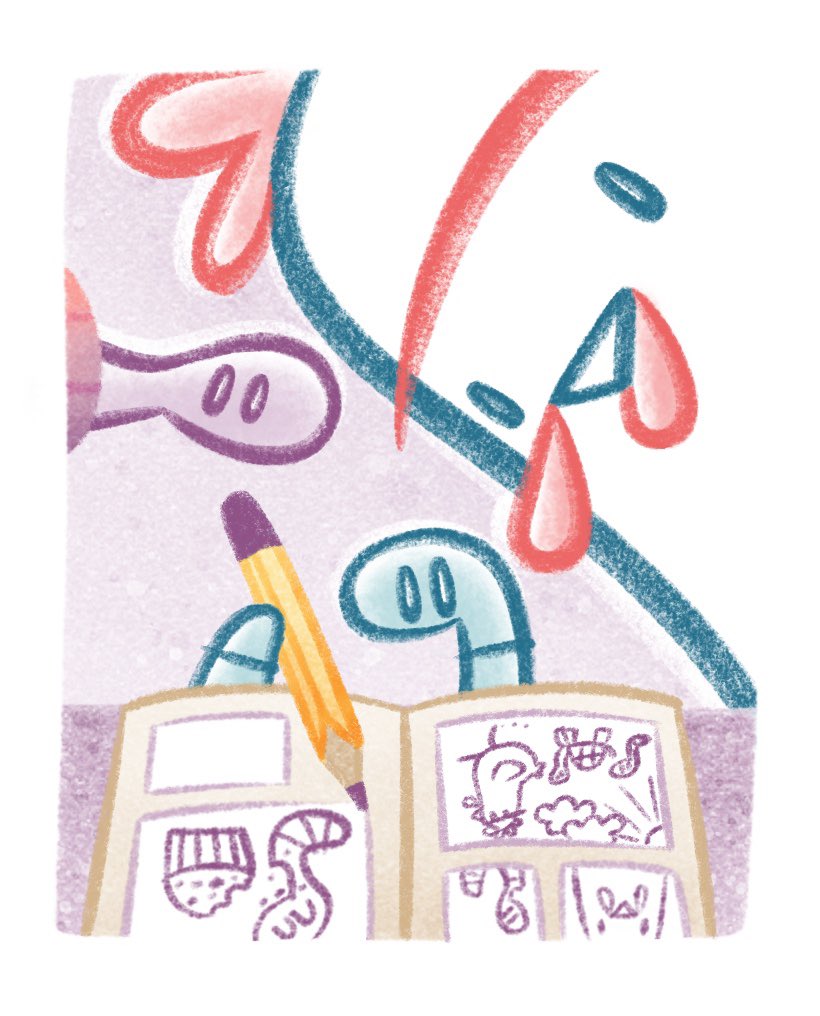KathBatt's tweet photo. A sneak peek from Cranky Chicken 5, CANDY QUEEN! Speedy loves making comics. Sound like anyone you know? 😉 I started making comics as a kid and now my kid loves making them, too. Who else loves making / reading / sharing comic books? https://t.co/w1kxxhkPEJ