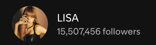 lalaluvlalisa's tweet photo. #LISA has surpassed 15.5 million followers on Spotify! https://t.co/ObYrfrlbCZ