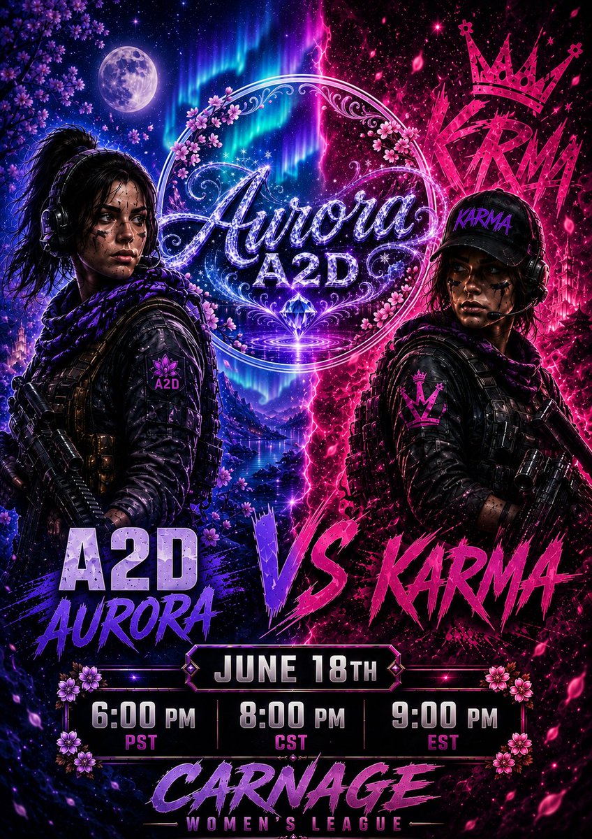 A2D_Gabby's tweet photo. Our ladies @A2D_Aurora are ready to play 2 matches in their Carnage Women's League tomorrow night! Hopefully we can see you guys there! @THEETHEEx3  will be streaming it on her Twitch if yall would like to hit her up with a follow https://t.co/YUeVrpuEH2. https://t.co/HN81I5VaiP