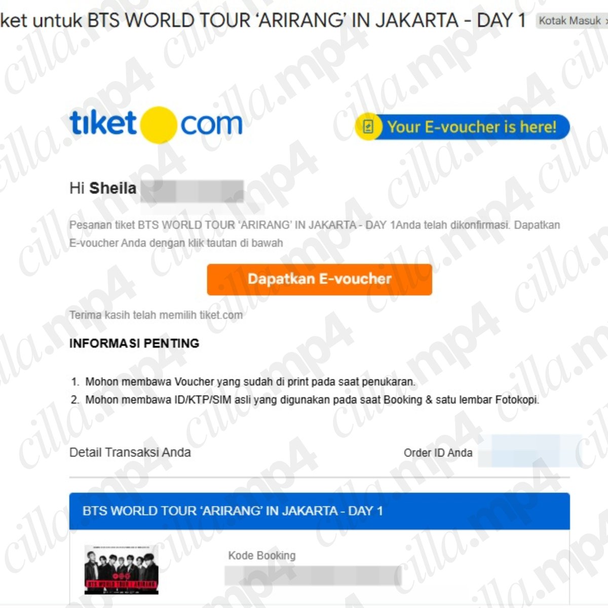 cilla_mp4's tweet photo. [secured] - BTS WORLD TOUR ‘ARIRANG’ IN JAKARTA - DAY 1  

🎫 4 Tix - Cat 1  

jaswar by @cilla_mp4

*removing watermarks, unauthorized use, or stealing proof is strictly prohibited. https://t.co/cMsASk8lz1