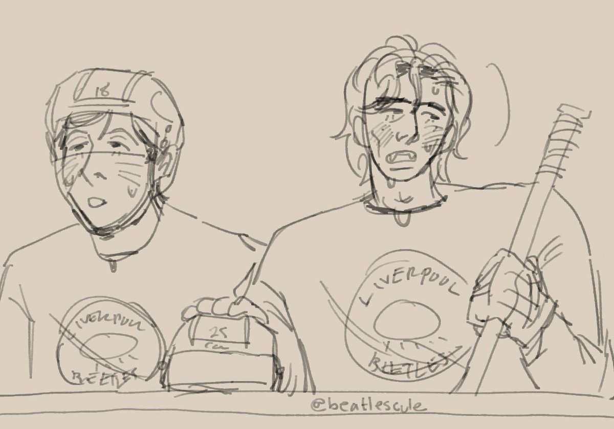 beatlescule's tweet photo. having two very different interests will have u doing anything. anyway heres the beatles if they played hockey https://t.co/Oum9ounpIw