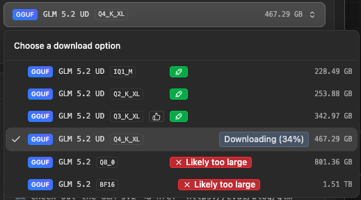 bedemiralp's tweet photo. downloading glm-5.2. will take it to a test drive in the morning. https://t.co/tZYOZbF1u3