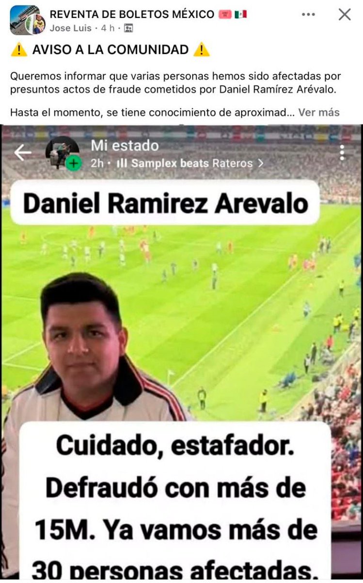 JLMNoticias's tweet photo. Qué bárbaro!!

Daniel Ramírez vendió supuestos boletos para la inauguración del Mundial en CDMX, según él tenía 60 disponibles.

Ramírez fingió la muerte de su madre y desapareció con el dinero.

Sin embargo, su mamá no estaba muerta, incluso publicó en redes sociales una ficha de desaparición de su hijo.

Visita https://t.co/JRKWlSNLmA

#JLMNoticias #JoséLuisMorales #Aguascalientes #Ags #NiMásNiMenos