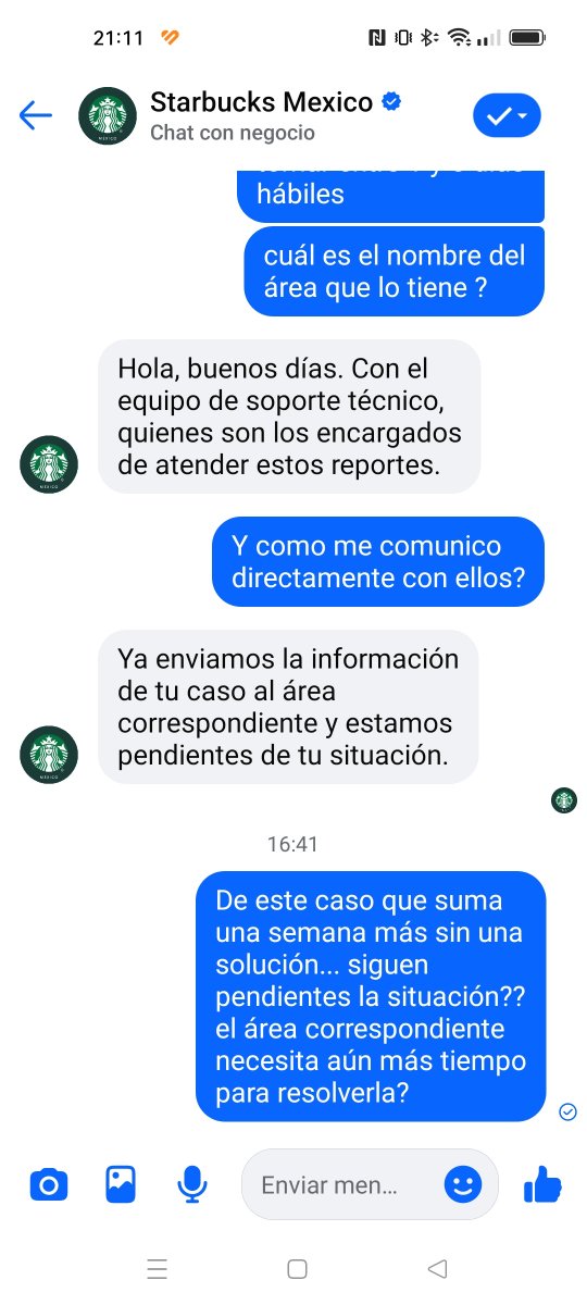 chuvotwt's tweet photo. @edlalomerar @StarbucksMex Ya no existe el servicio al cliente que antes había por teléfono, pero tampoco por Facebook como supuestamente dicen. Tengo más de un mes con un "ticket" de atención y nada que resuelven @starbuck https://t.co/1x53V3nTo8