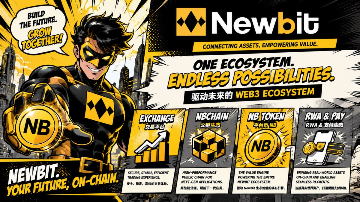 NewBitex's tweet photo. One Ecosystem. Endless Possibilities.

Exchange. Blockchain. NB Token. RWA. Payments.

NewBit is building a complete ecosystem connecting real-world assets with the future of Web3.

Brand upgrade.Ecosystem expansion.
Growing utility for NB.Accelerating RWA adoption.

#NewBit https://t.co/Oi2r0I2jpp