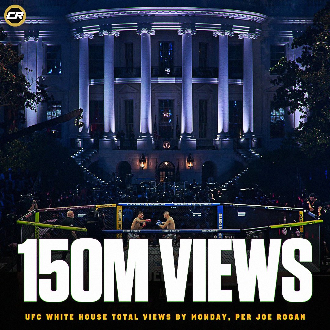 ChampRDS's tweet photo. 🚨 Joe Rogan says the UFC White House event had over 150 MILLION views by Monday 🤯

Paramount+ downloads reportedly jumped 276% from their prior 30-day average, while daily active users rose 34%, per @SBJ https://t.co/tJppYuJ6p6