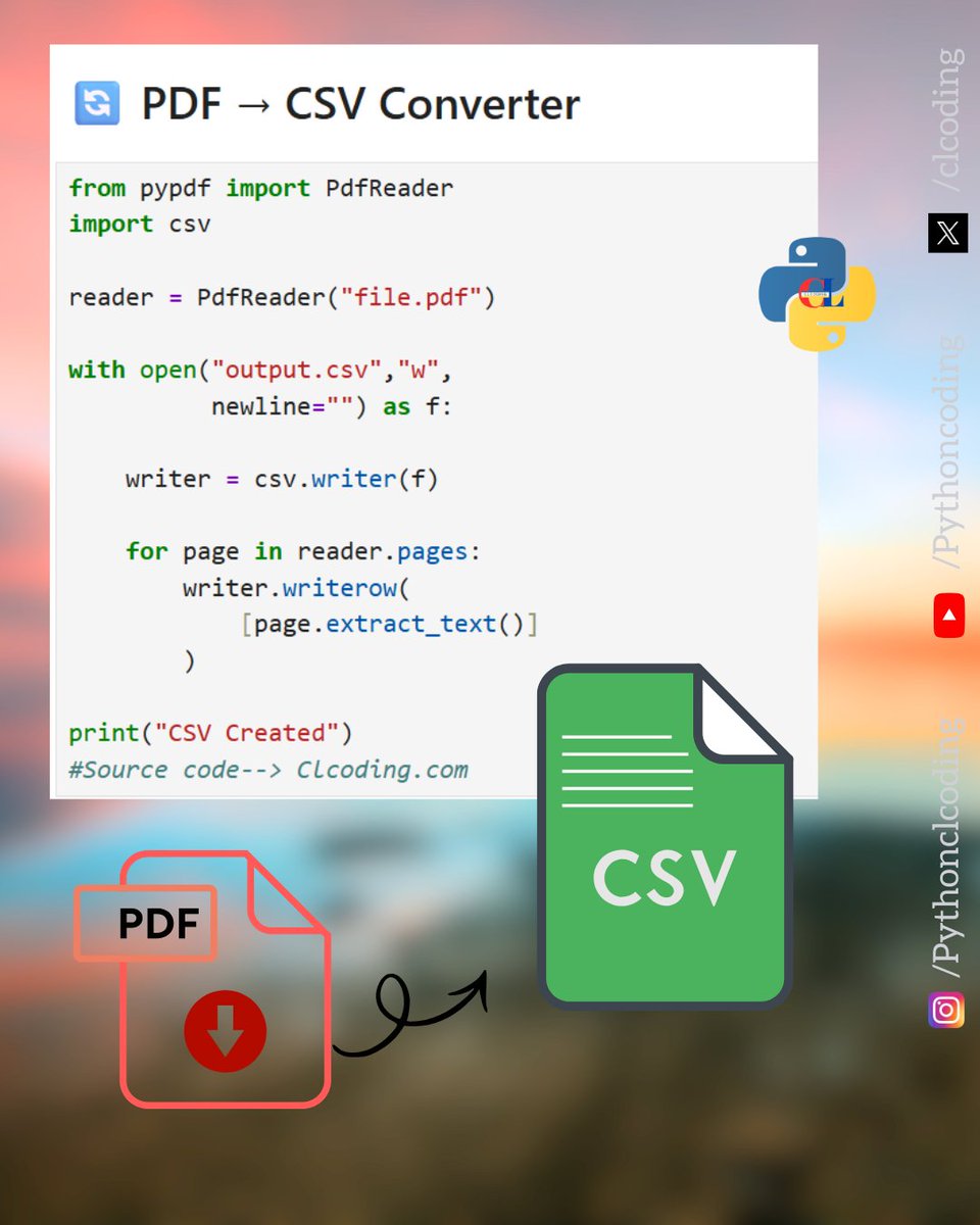 🔄 PDF → CSV Converter in Python