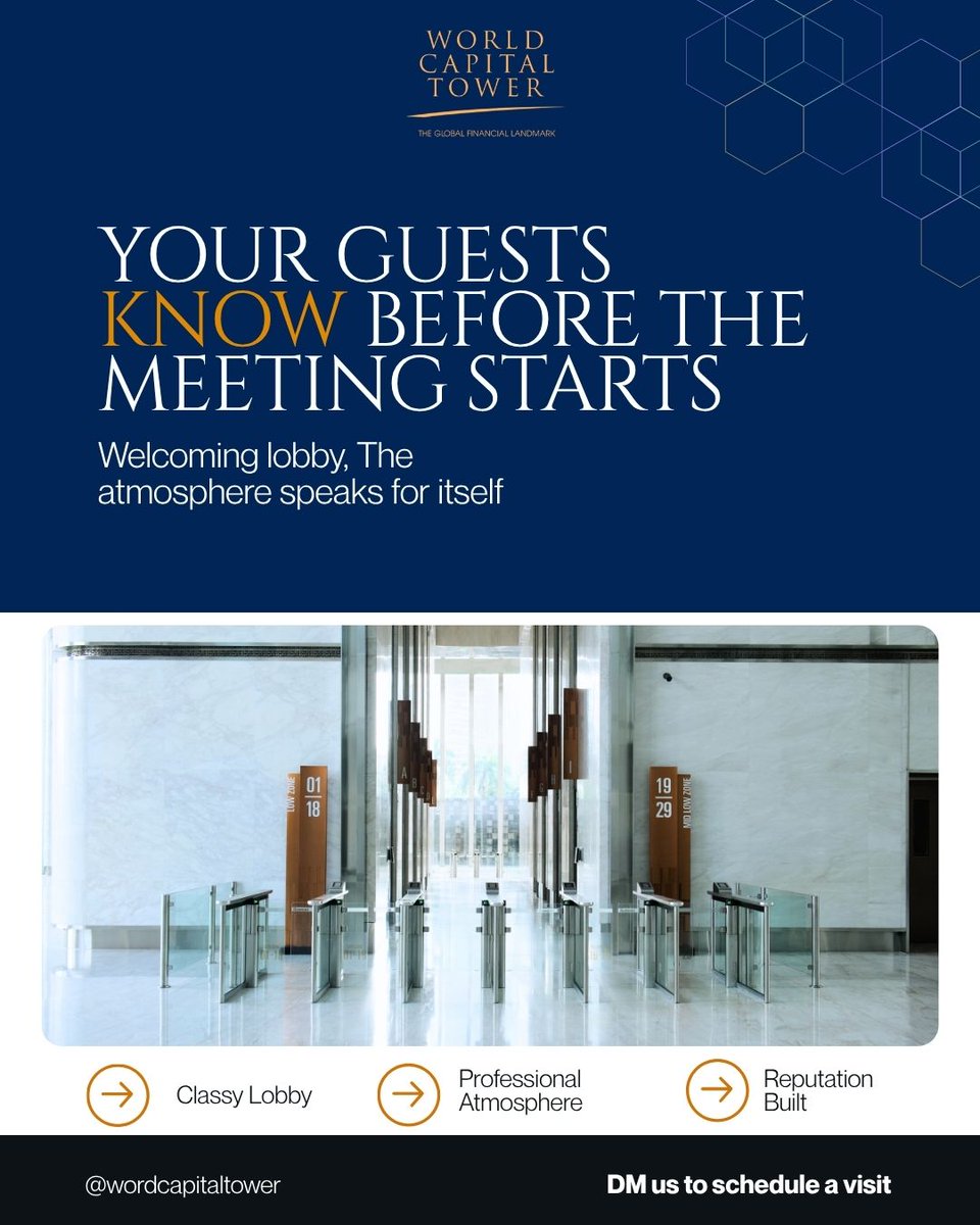 PolluxWCT's tweet photo. First  impressions matter. Set the standard for success before the handshake  even happens. Our grand, welcoming lobby speaks volumes about your  business reputation. ✨

#WorldCapitalTower #MegaKuningan #PremiumWorkspace #CorporateImage #JakartaBusiness #OfficeSpaceJakarta https://t.co/Kr0WI4E7CW