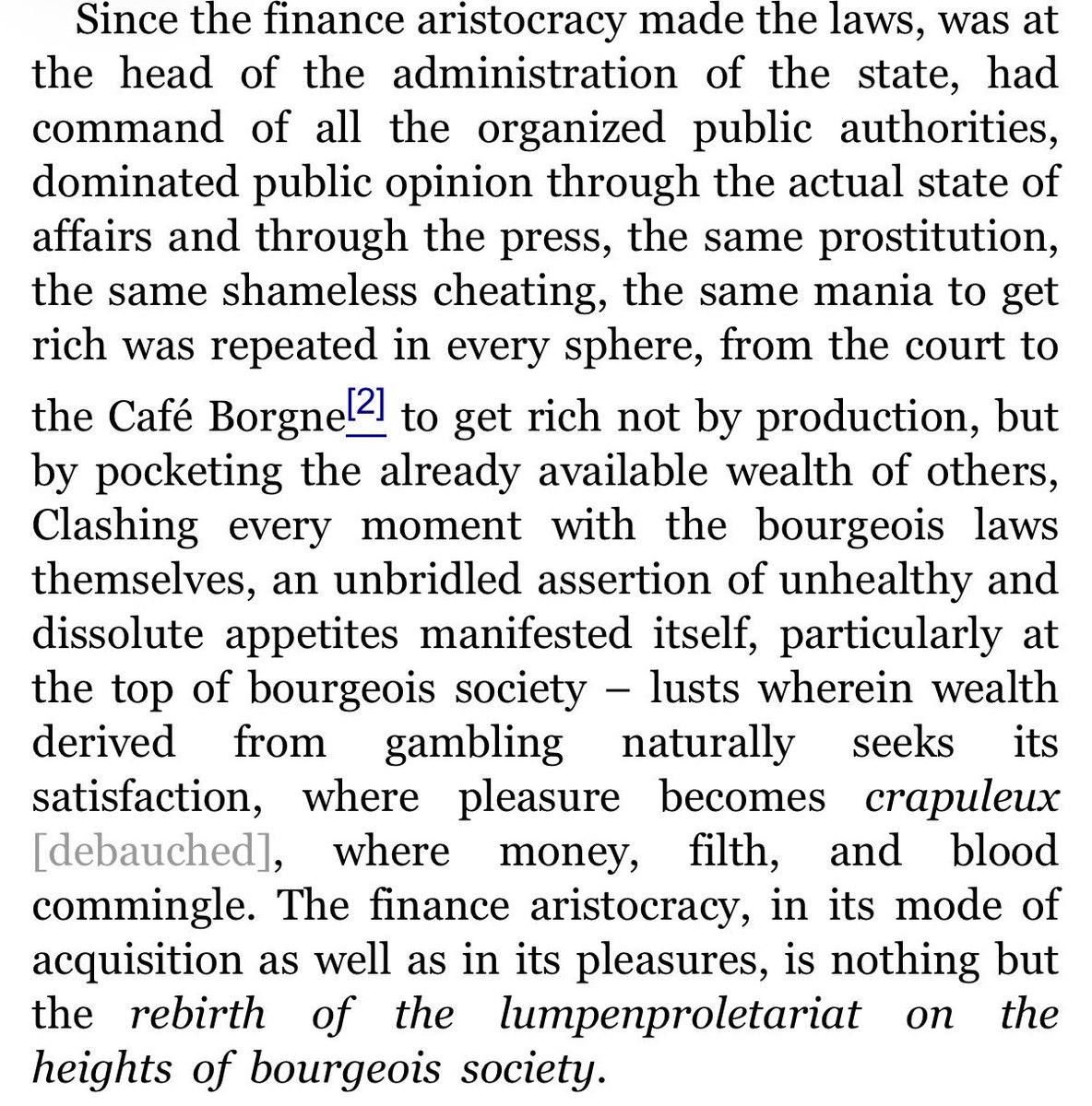 Logo_Daedalus's tweet photo. Hey wanna know what’s funny you’re both right. The top 2% &amp; bottom 2% are effectively the same class in terms of being at war with the proletariat. To quote Marx: https://t.co/U9vHt6IUdM