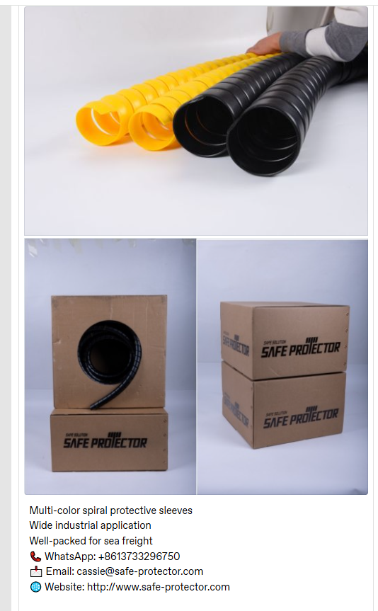 dyang7172's tweet photo. Multi-color spiral protective sleeves
Wide industrial application
Well-packed for sea freight
π WhatsApp: +8613733296750
π© Email: cassie@safe-protector.com
π Website: https://t.co/gVF5HzrZ0f
#SpiralProtectiveSleeve #HoseProtector https://t.co/lTSmHUfWqY