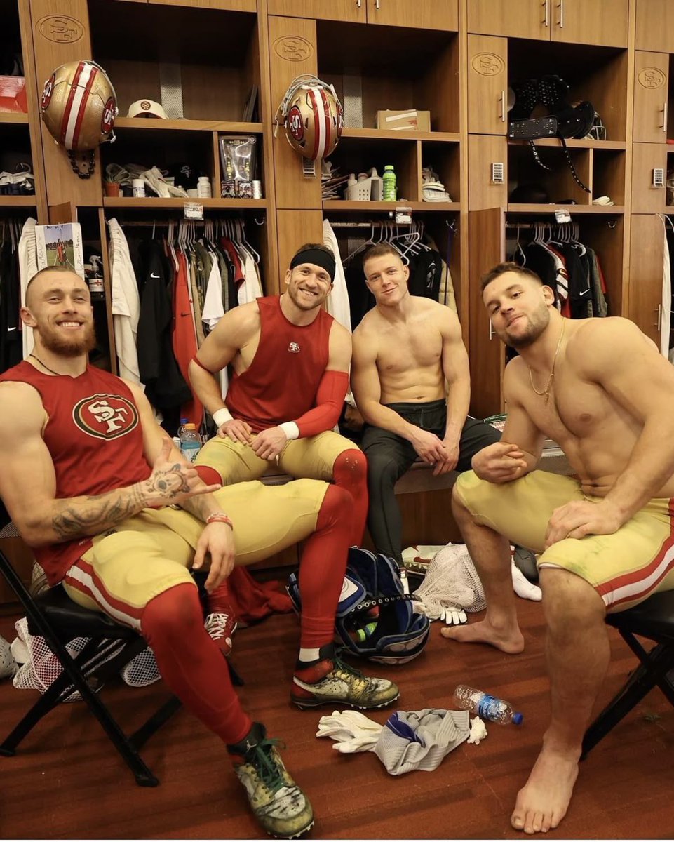 NFL_Thirst's tweet photo. George Kittle, Kyle Juszczyk, Christian McCaffrey, and Nick Bosa https://t.co/10Z5MDcMlN