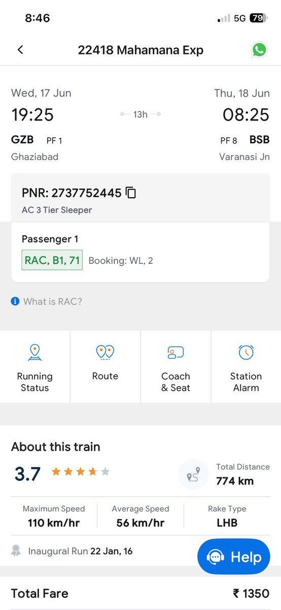 Janta360's tweet photo. @RailMinIndia @RailwaySeva
Travelling on 22418 Mahamana Express (PNR 2737752445, B1-71 RAC) from Ghaziabad to Varanasi. Train is running 5h 41m late. Complaint already lodged via 139 (No. 2026061801209), but no response or action so far. Kindly intervene and ensure accountability https://t.co/GumCVV7k5z