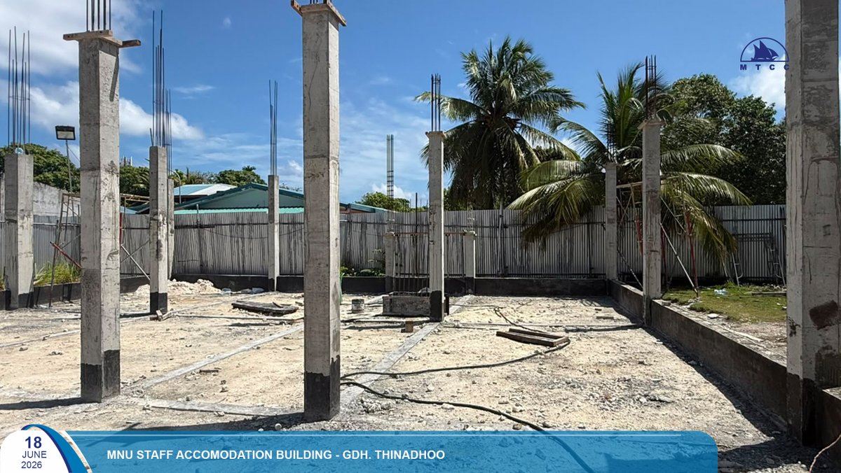 MTCCPlc's tweet photo. Project Update: Construction of MNU Staff Accomodation Building at the MNU Gdh. Thinadhoo
First floor beams, slabs rebar and form works are ongoing.
Follow more updates at: https://t.co/SfVAzkW2pp #MTCCProjects #TeamMTCC #RayyithungeKunfuni #GaumuBinaakurumugaaMTCC https://t.co/grEf1NFujP