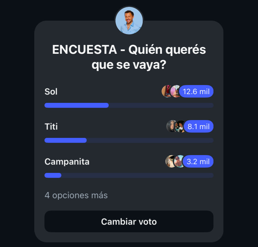 jocmr97's tweet photo. LAS DOS EN ENCUESTAS QUE HICIERON POGGI Y FEFE CONDUCTORES DEL STREAM DE GH ESTA CLARO QUE INSTAGRAM, APARTE DE FACEBOOK Y PÚBLICO NEUTRAL VAMOS POR SOL AL 9009. A JUGAR FUERTE Y QUE SEA ÉPICO.

🚨SOL AL 9009🚨

#GranHermano https://t.co/6B9sUmEoIf