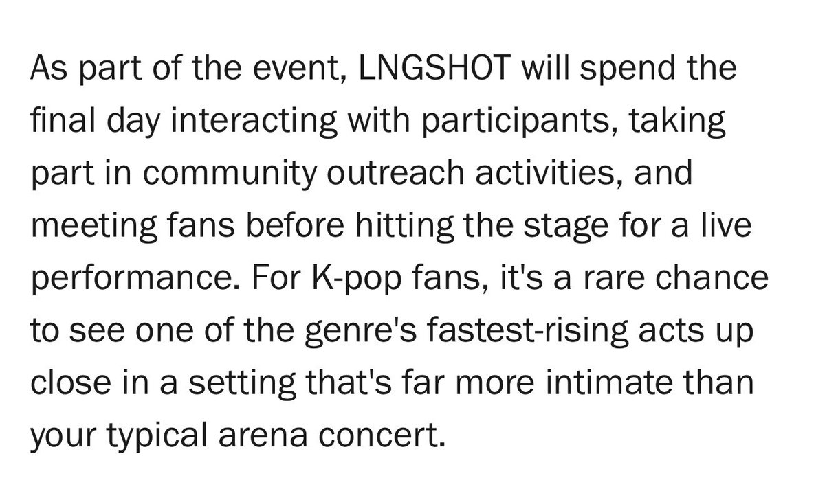 ryulngshot4sho's tweet photo. [INFO] As part of the event, LNGSHOT will spend the final day interacting with participants, taking part in community outreach activities, and meeting fans before hitting the stage for a live performance.

 #롱샷 #LNGSHOT https://t.co/fb6pTuTsD1