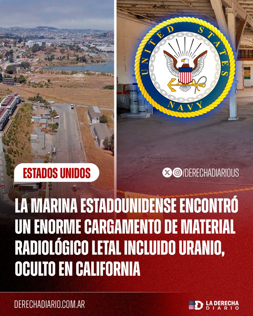 DerechaDiarioUS's tweet photo. 🚨🇺🇸 | La Marina de Estados Unidos encontró un enorme cargamento de material radiológico letal. Los agentes militares incautaron uranio altamente radiactivo oculto en un depósito en California. https://t.co/iS5Q9A1s0y