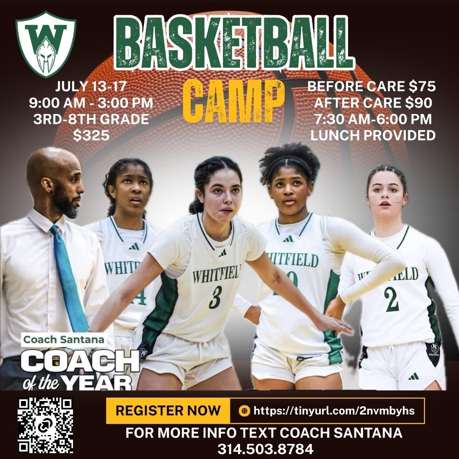WhitfieldLWBB's tweet photo. (GIRLS ONLY)
Hosted by the Whitfield Girls Varsity Basketball Coaching Staff &amp; Team

Location: The Whitfield School
175 S. Mason Rd, St. Louis, MO 63115
 
USE THE BELOW LINK GO REGISTER NOW BEFORE SPOTS FILL UP!
Login | Whitfield Auxiliary Programs &amp; Camps https://t.co/4OtjVnI45N https://t.co/6Bblxt66qm