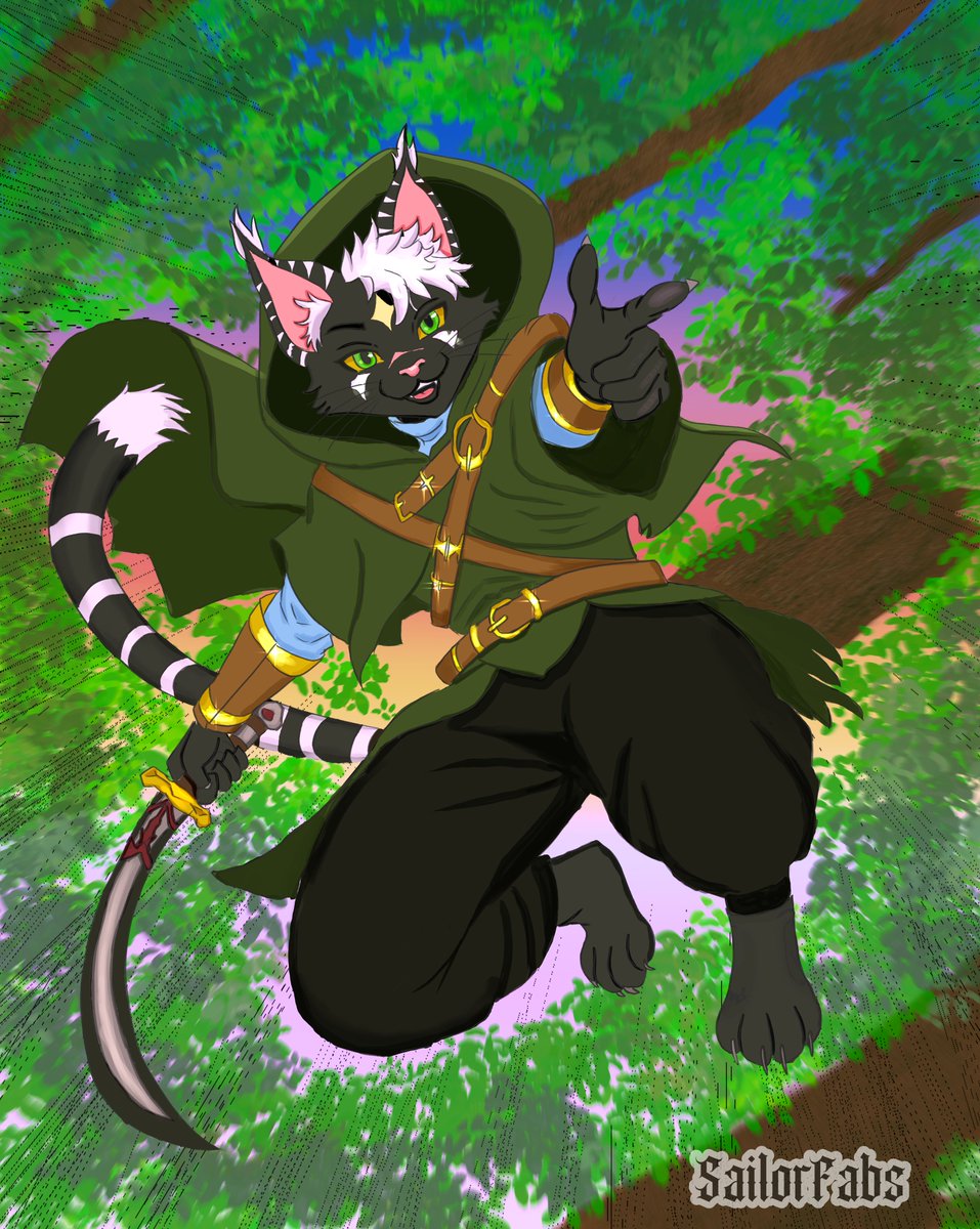 RitsuoFox's tweet photo. Esse é o Aurora, meu personagem Tabaxi de DnD!
A arte ficou absolutamente incrível e eu tô MUITO feliz de ver meu gatinho com arte completinha ❤️🐈

A arte foi feita pela Fabs, então deem uma olhada nos trabalhos dela (https://t.co/sj0JfAitB4) que ela tá mandando muito bem 💖 https://t.co/MqXtL4L7yV