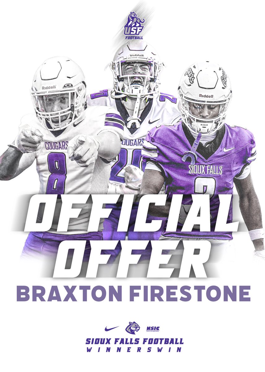 BraxtonFiresto1's tweet photo. Extremely blessed to receive an offer to countinue my athletic and academic career   at @USFCougarsFB ! #AGTG https://t.co/nWgjvQ2nWB